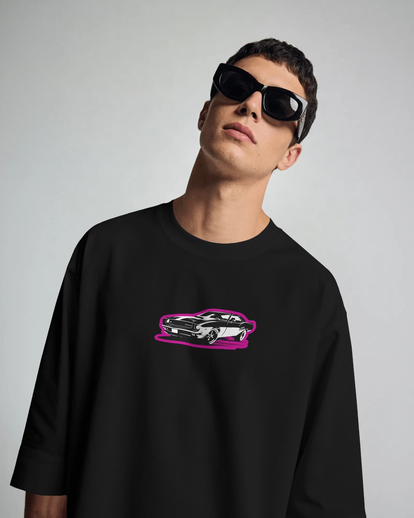 Frenzzy's Unisex Oversized Tee - French Thick Cotton : Cars & Gals Edition